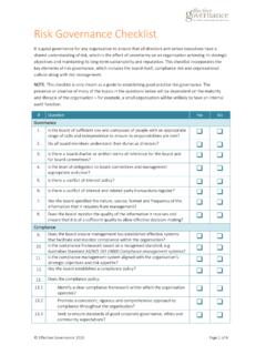 Risk Governance Checklist - Effective Governance