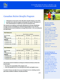 Canadian Retiree Benefits Program F RBC Retiree Benefits ...