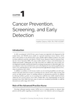 Cancer Prevention, Screening, and Early Detection