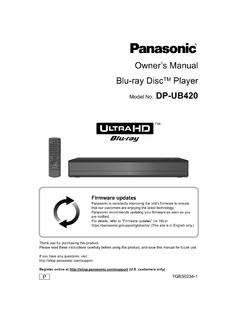 Owner’s Manual Blu-ray DiscTM Player - Panasonic