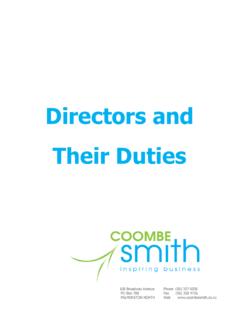 Directors and Their Duties - Coombe Smith (PN) …