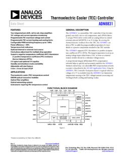 Thermoelectric Cooler (TEC) Controller Data Sheet ADN8831
