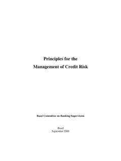 Principles for the Management of Credit Risk