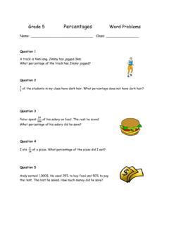 Grade 5 math word problems with percentages