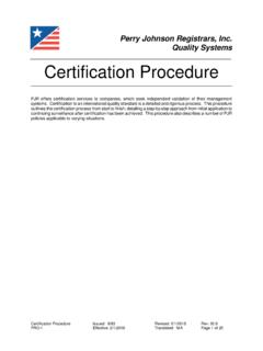 Certification Procedure - Perry Johnson Registrars, Inc.