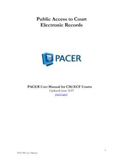 Pacer User Manual - Public Access to Court Electronic Records