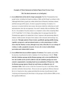 Examples of Thesis Statements in Student Papers from ...