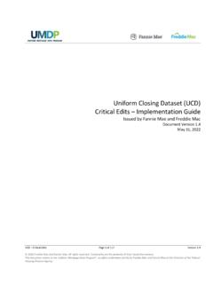 Uniform Closing Dataset (UCD) Critical Edits ...