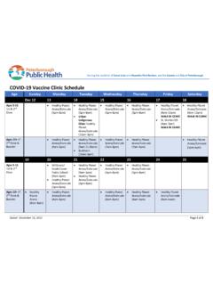 COVID-19 Vaccine Clinic Schedule