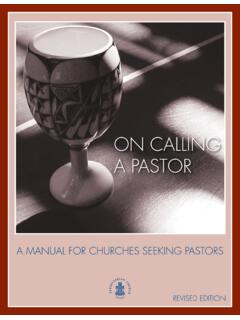 On Calling a Pastor - Presbytery Of Florida