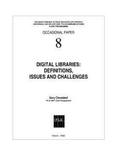 DIGITAL LIBRARIES: DEFINITIONS, ISSUES AND CHALLENGES