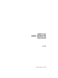 MATH 221 FIRST SEMESTER CALCULUS - Department of …
