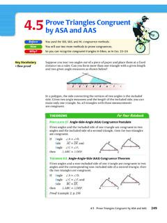 4.5 Prove Triangles Congruent by ASA and AAS