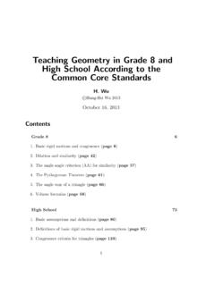 Teaching Geometry in Grade 8 and High School According …