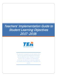 Teachers’ Implementation Guide to Student Learning ...