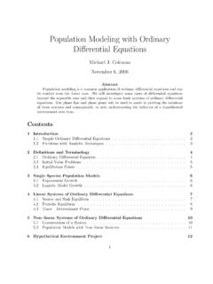 Population Modeling with Ordinary Diﬀerential Equations