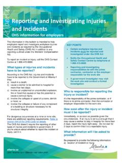 Reporting and Investigating Injuries and Incidents  …