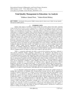 Total Quality Management in Education: An Analysis
