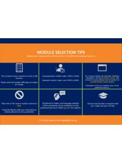 MODULE SELECTION TIPS - National University of Singapore