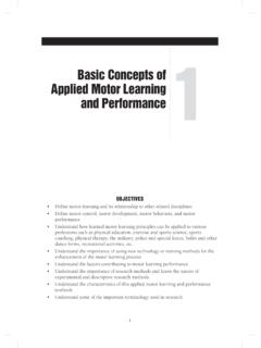 Basic Concepts of Applied Motor Learning and Performance
