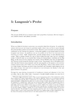 5: Langmuir’s Probe - Tools for Science