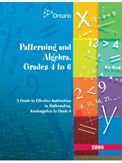 Patterning and Algebra, Grades 4 to 6 - eworkshop.on.ca