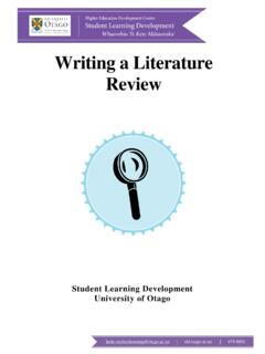 Writing a Literature Review - University of Otago