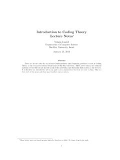 Introduction to Coding Theory Lecture Notes - BIU