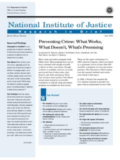 Preventing Crime: What Works, What Doesn't, What's Promising