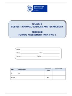 GRADE: 6 SUBJECT: NATURAL SCIENCES AND TECHNOLOGY …