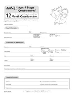 Ages &amp; Stages Questionnaires 12 Month Questionnaire