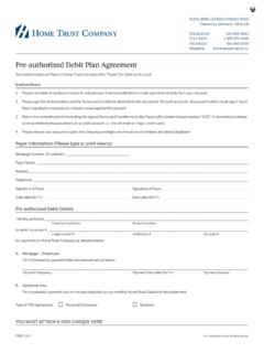 Pre-authorized Debit Plan Agreement - Home Trust