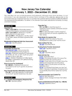 Chronological Due Dates by Tax for January 2022 through ...