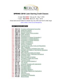 SPRING 2018 Later-Starting Credit Classes - MCCC