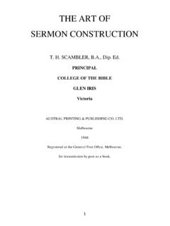THE ART OF SERMON CONSTRUCTION - International …