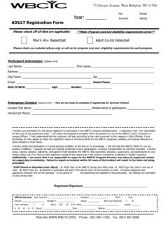 Fall Winter Year: Summer Spring ADULT Registration Form