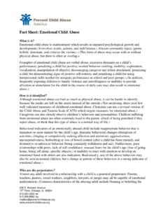 Fact Sheet: Emotional Child Abuse