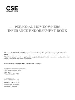 PERSONAL HOMEOWNERS INSURANCE …