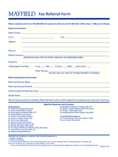 Fax Referral Form - Mayfield Clinic