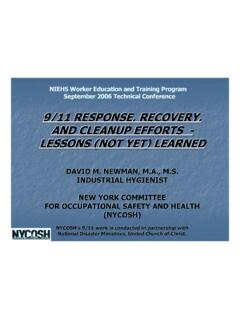 9/11 RESPONSE, RECOVERY, AND CLEANUP EFFORTS