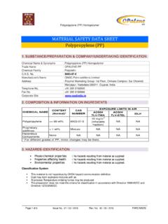 MATERIAL SAFETY DATA SHEET Polypropylene (PP)
