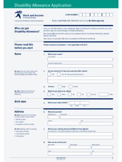 Disability Allowance Application - Work and Income