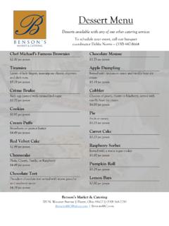 Dessert Menu - Benson's Market &amp; Catering