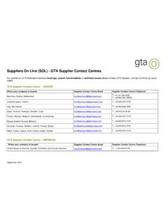 Suppliers On Line (SOL) - GTA Supplier Contact …