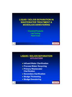 LIQUID / SOLIDS SEPARATION IN WASTEWATER …