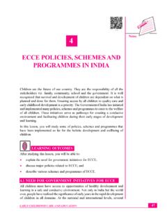 ECCE POLICIES, SCHEMES AND PROGRAMMES IN INDIA