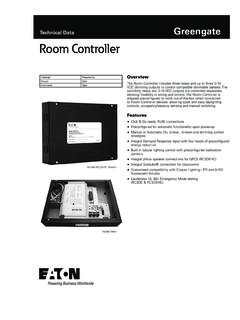 Technical Data Greengate Room Controller - Eaton