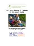 CREATIVITY &amp; CRITICAL THINKING IN THE EARLY …