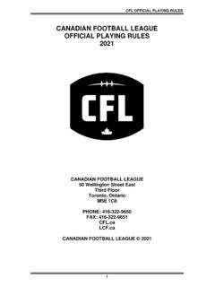 CANADIAN FOOTBALL LEAGUE OFFICIAL PLAYING RULES 2021