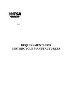 REQUIREMENTS FOR MOTORCYCLE MANUFACTURERS